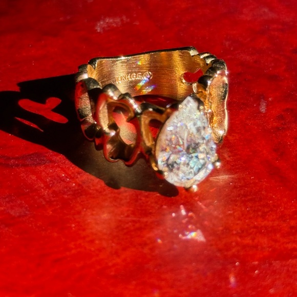 18K HGE Gold and Silver Teardrop Ring size 9 - Picture 10 of 11